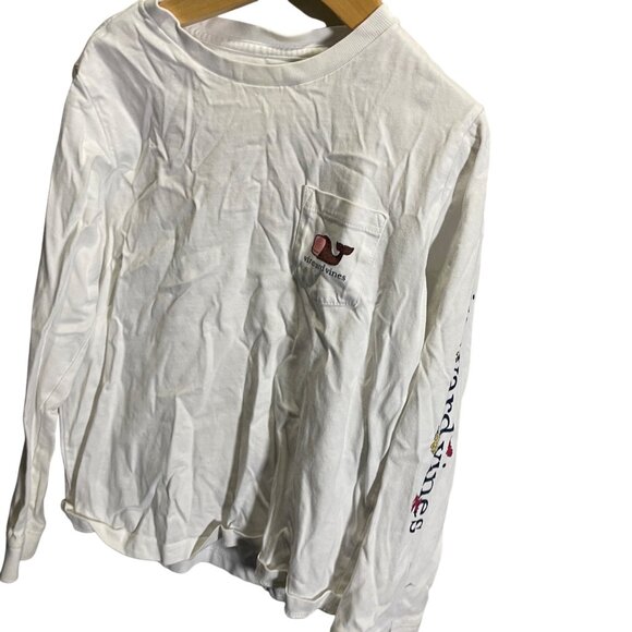 Vineyard Vines Kids 7 White Long Sleeve Fall Graphic Whale Shirt - Picture 3 of 4